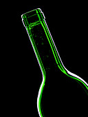 Green bottle on black background
