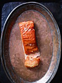 Salmon on a copper plate