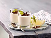 Lemon mousse with grated chocolate