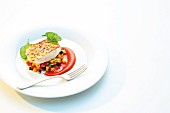 Grilled halibut with BBQ sauce and a colourful pasta salad
