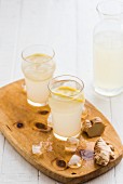 Ginger beer with ice cubes