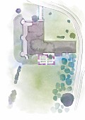 A perspective plan of a property and plot