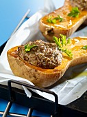 Butternut squash filled with minced meat