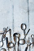 Vintage silver cutlery and pairs of scissors