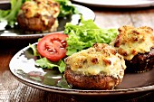 Stuffed mushrooms topped with melted cheese