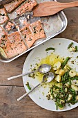 Salmon with asparagus and potatoes