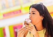 Woman Eating Ice Cream