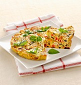 Colourful vegetable frittata with basil