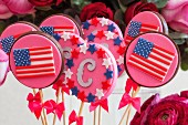 Pink lollies with American stars and stripes