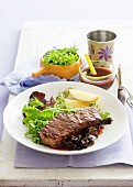 Beef steak with barbecue sauce