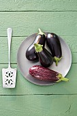 Various aubergines on a plate