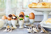 Brownies baked in eggshells (for an Easter buffet)