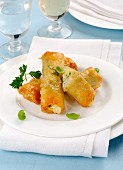 Filo pastry rolls filled with fish