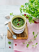 A bowl of chimichurri (Argentinian herb sauce)