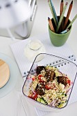 Meatballs with Couscous Salad & Yogurt for Lunch