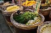 Vegetables at Nishiki market in Kyoto, Japan