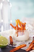 Sweet potato chips with lime mayonnaise