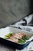 Roasted asparagus wrapped in bacon