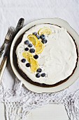 Lemon and blueberry cake with poppy seeds