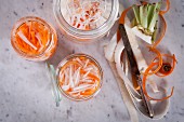 Sweet-and-sour preserved radishes and carrots