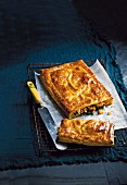 Puff pastry cake with spinach, feta cheese and butternut squash