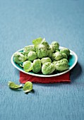 A plate of fresh brussels sprouts