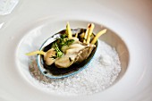 An Abalone mussel on a bed of salt
