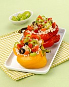 Peppers filled with rice salad
