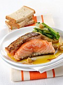Pepper salmon with chickpeas