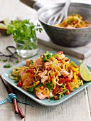 Spicy salmon pasta with peppers
