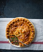 Beef pie decorated with Easter bunnies