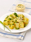 Potato salad with fresh herbs and homemade mayonnaise