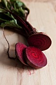 Sliced beetroot on a wooden surface
