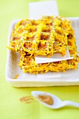 A stack of carrot waffles