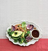 Avocado salad with roasted red onions, bacon and balsamic vinaigrette