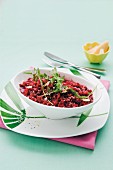 Beetroot risotto with rocket