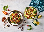 Middle Eastern salads: fatoush with prawns and avocado