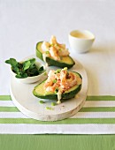 Avocado with shrimps and mayonnaise dressing