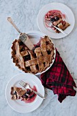 Rhubarb and blackberry pie