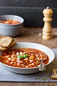 White bean soup with grilled bread