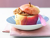 Baked apple filled with spelt