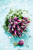 Purple radishes with leaves