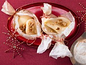 Baked pears in parchment paper
