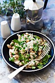 Mushroom and pea risotto with parsley
