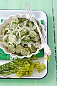 Gherkin salad with onions and dill