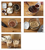 Eiskaffee mit Schokoschaum zubereiten