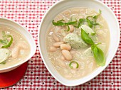 White bean soup with quark and herb dumplings