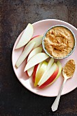 Apple wedges with peanut butter for dipping