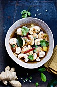 Thai soup with mushrooms and ginger
