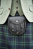 A traditional Scottish kilt with a sporran (detail)